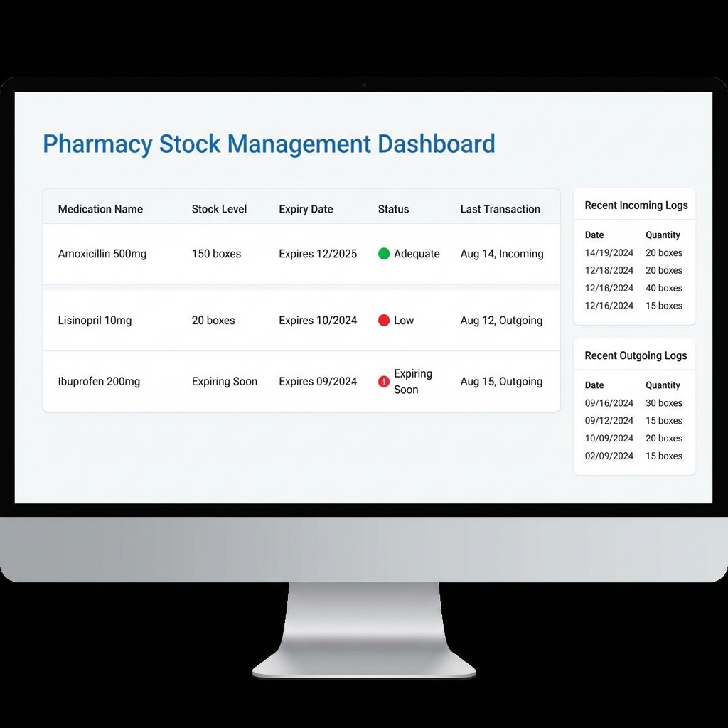 Tableau de bord gestion stock pharmacie